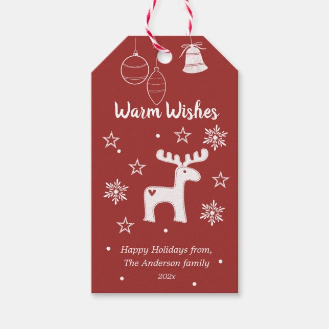 Warm Wishes Christmas Holiday Gift Tags (Front)