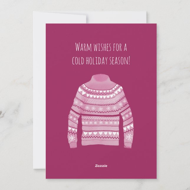 Warm Wishes Christmas sweater Holiday Card (Back)
