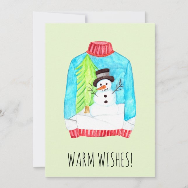 Warm Wishes Christmas sweater Holiday Card (Front)
