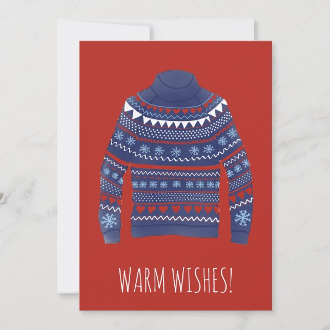 Warm Wishes Christmas sweater Holiday Card (Front)