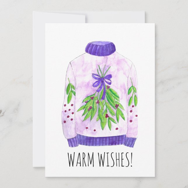 Warm Wishes Christmas sweater Holiday Card (Front)