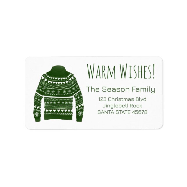 Warm Wishes Christmas Sweater Label (Front)