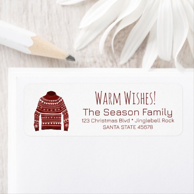 Warm Wishes Christmas Sweater Label (Insitu)