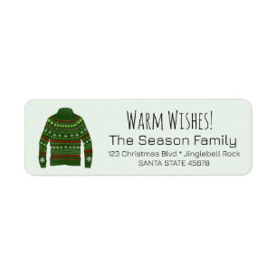 Warm Wishes Christmas Sweater Label