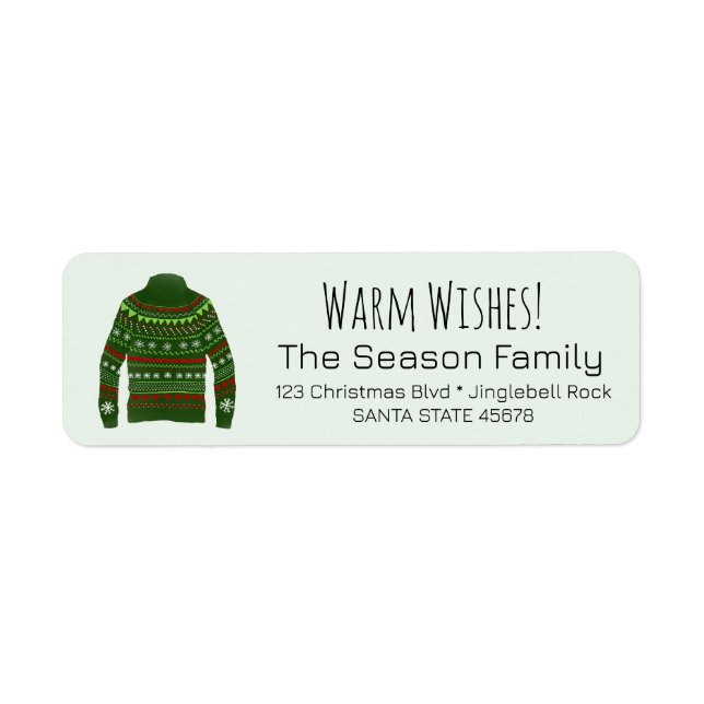 Warm Wishes Christmas Sweater Label (Front)
