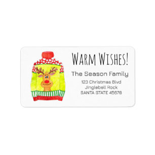 Warm Wishes Christmas Sweater Label