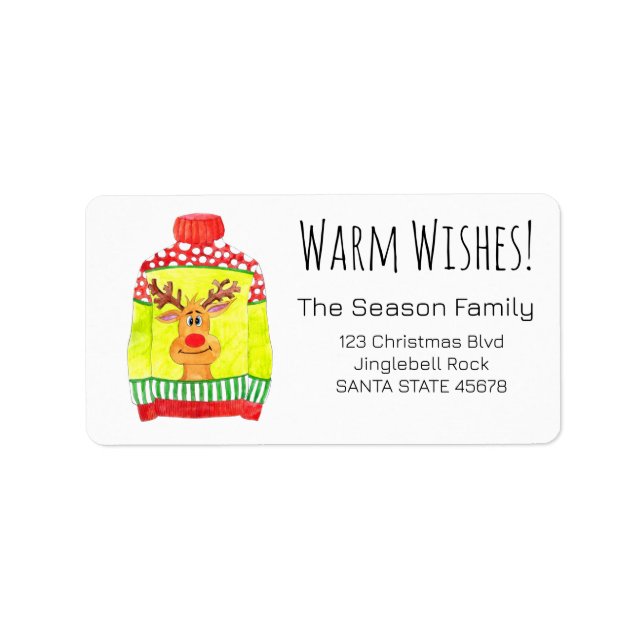 Warm Wishes Christmas Sweater Label (Front)