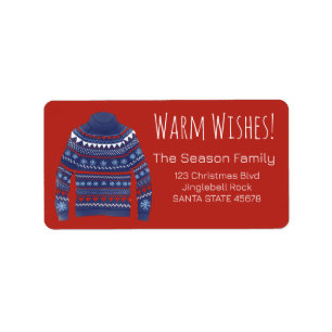Warm Wishes Christmas Sweater Label