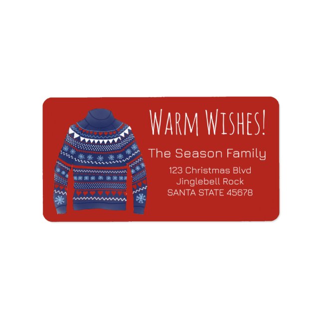 Warm Wishes Christmas Sweater Label (Front)