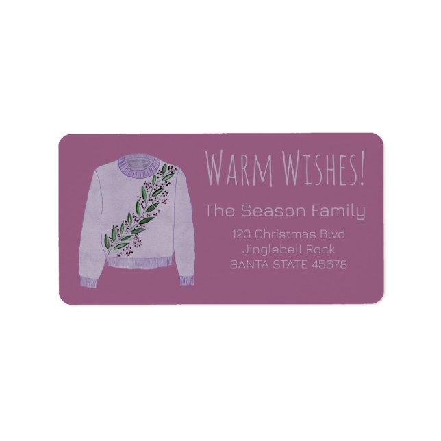 Warm Wishes Christmas Sweater Label (Front)