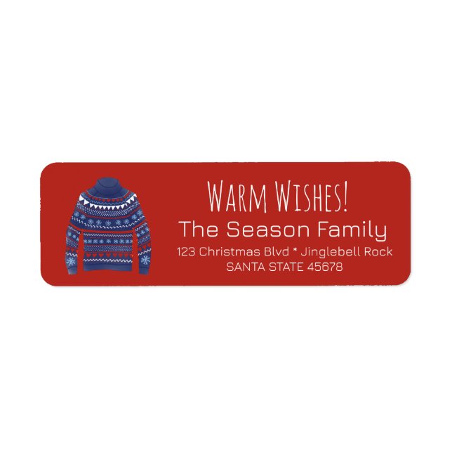 Warm Wishes Christmas Sweater Label (Front)