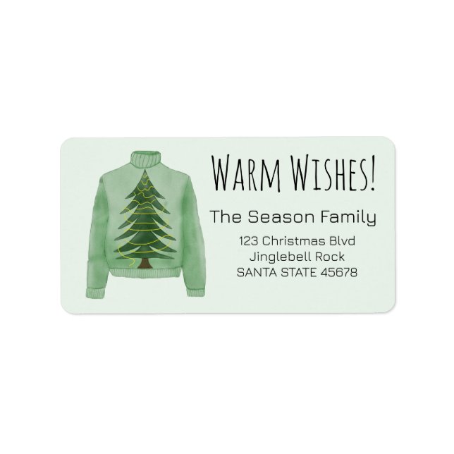 Warm Wishes Christmas Sweater Label (Front)