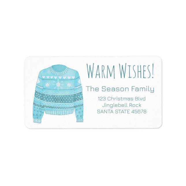 Warm Wishes Christmas Sweater Label (Front)