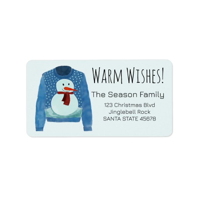 Warm Wishes Christmas Sweater Label (Front)