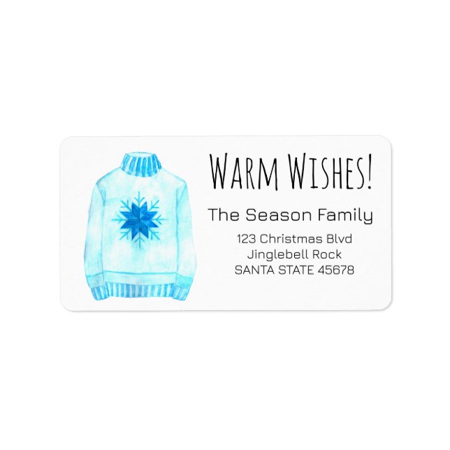 Warm Wishes Christmas Sweater Label (Front)