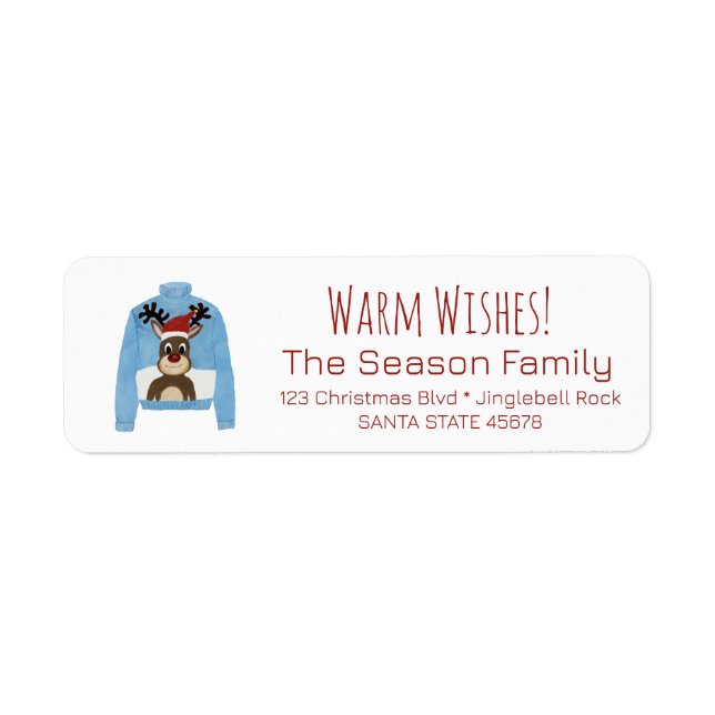 Warm Wishes Christmas Sweater Label (Front)