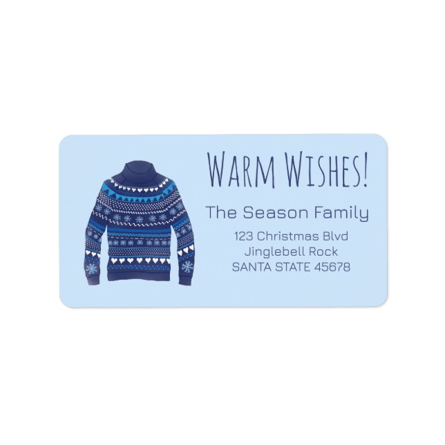 Warm Wishes Christmas Sweater Label (Front)