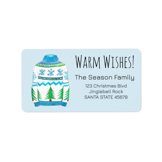 Warm Wishes Christmas Sweater Label (Front)