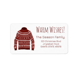 Warm Wishes Christmas Sweater Label