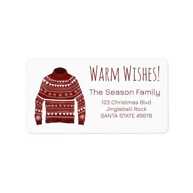 Warm Wishes Christmas Sweater Label (Front)