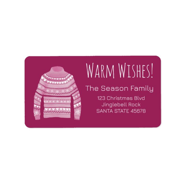 Warm Wishes Christmas Sweater Label (Front)