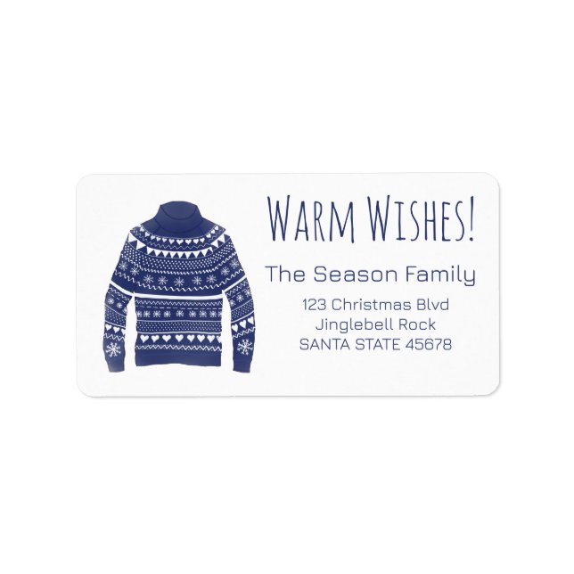 Warm Wishes Christmas Sweater Label (Front)