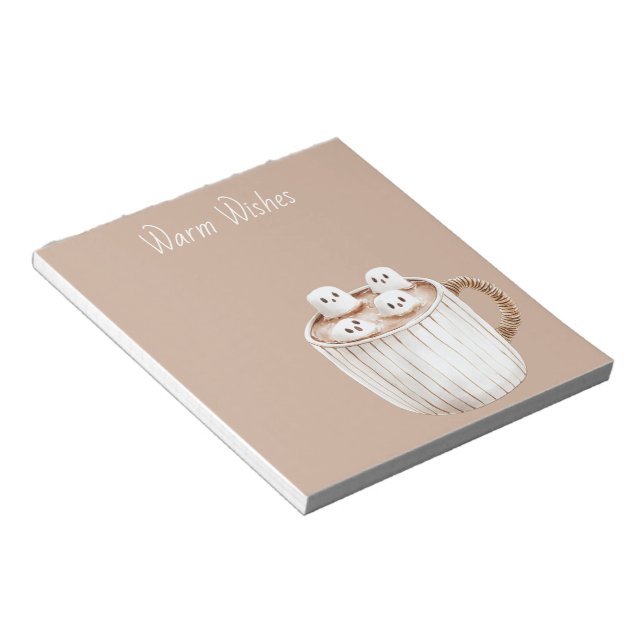 Warm Wishes Cocoa Brown Mug Marshmallows Notepad (Angled)