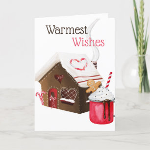 Warm Wishes Cookies n Cocoa Gingerbread Christmas Holiday Card