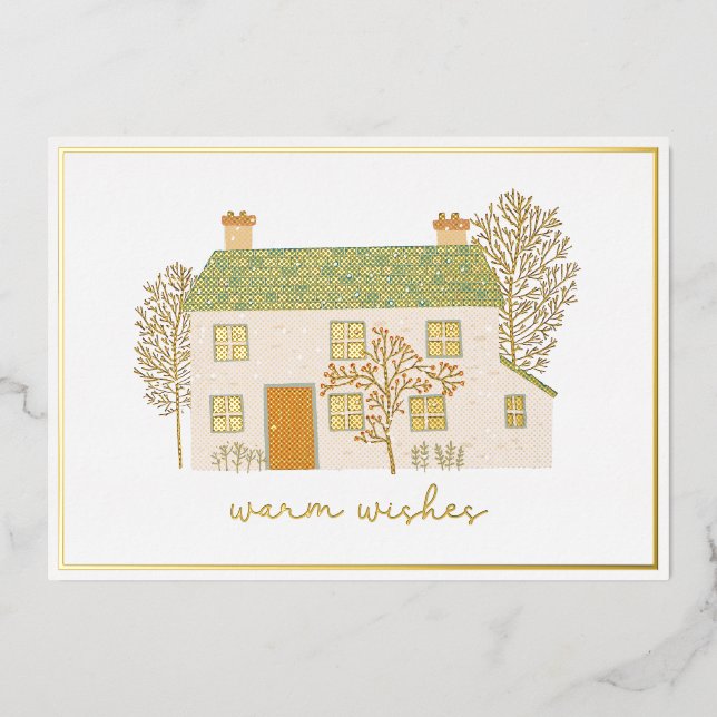 Warm Wishes Cosy Christmas Home Foil Holiday Card (Front)