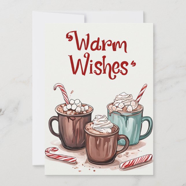 Warm Wishes - Cosy Hot Chocolate Holiday Card (Front)