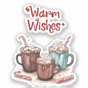 Warm Wishes Cosy Hot Chocolate Holiday Sticker