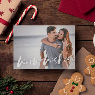 Warm Wishes Couple Photo Christmas Card