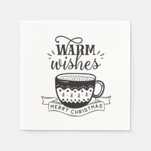 Warm Wishes Cup Hot Coffee Cocoa Xmas Typography Napkin