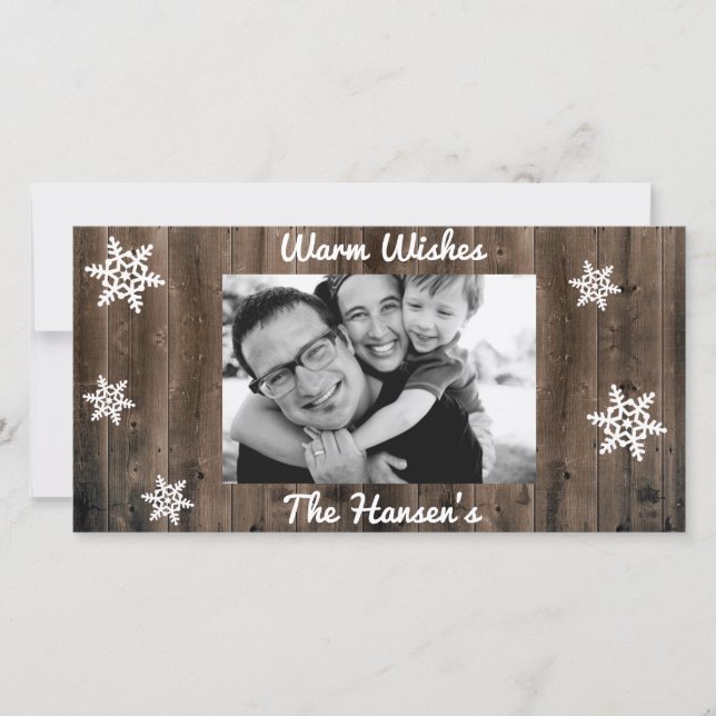 Warm Wishes Customisable Christmas Holiday Card (Front)