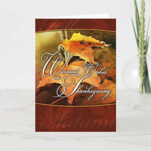 Warm Wishes Fall Sunset Thanksgiving Card (Front)