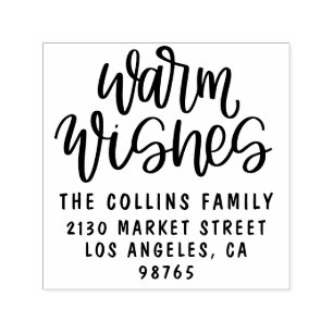 Warm Wishes Family Name Return Address Self-inking Stamp