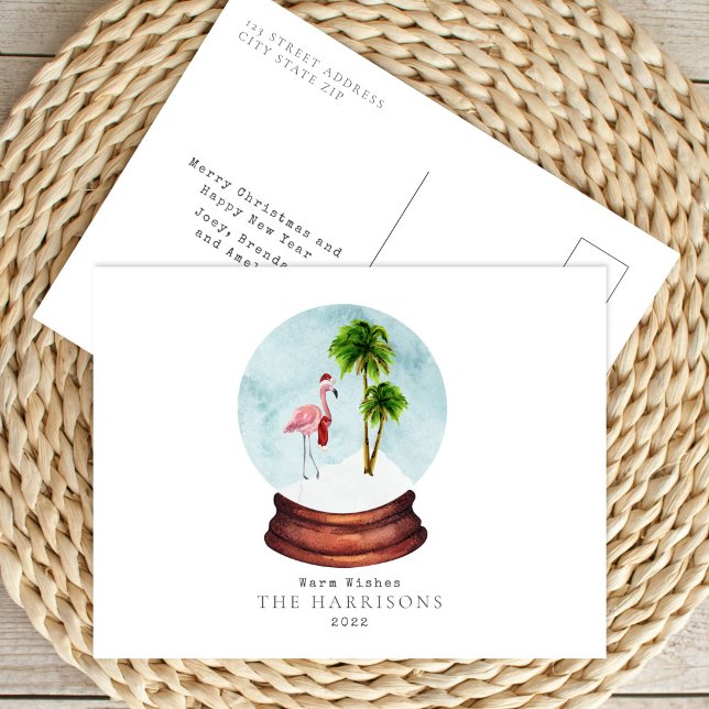 Warm Wishes Flamingo Snow Globe Christmas Holiday (Creator Uploaded)