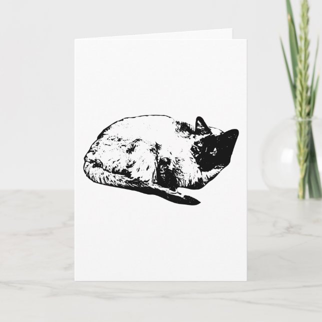 Warm wishes from a resting cat card (Front)