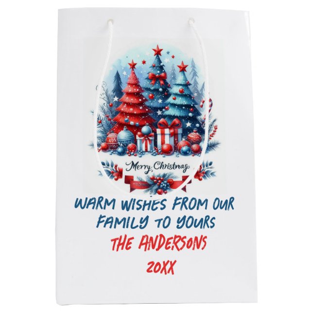 Warm wishes from our family to yours medium gift bag (Front)
