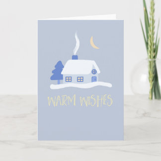 Warm Wishes Happy Holidays Christmas Winter Scene Card
