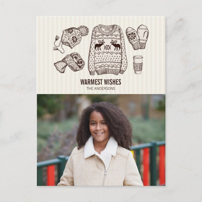 Warm Wishes Holiday Essentials Photo Postcard (Front)