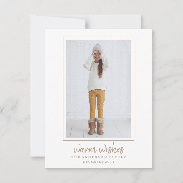 Warm Wishes Holiday Photo Card Card (Front)