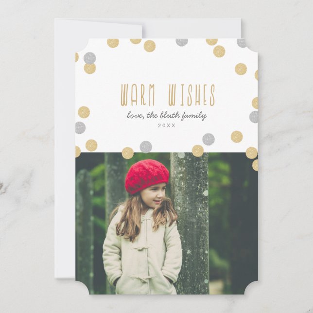 Warm Wishes Holiday Photo Flat Card (Front)