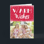 Warm Wishes Holiday Photo Greeting Card / Red<br><div class="desc">Please replace the template image with a photo of your own prior to purchasing.</div>