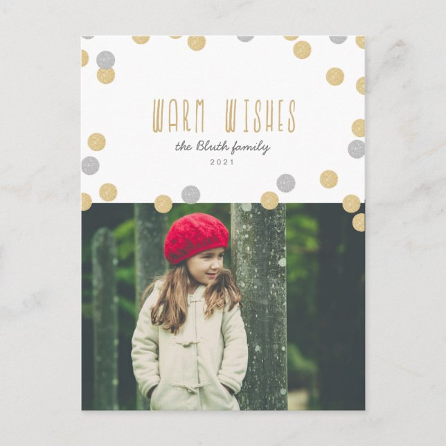 Warm Wishes Holiday Photo Postcard (Front)