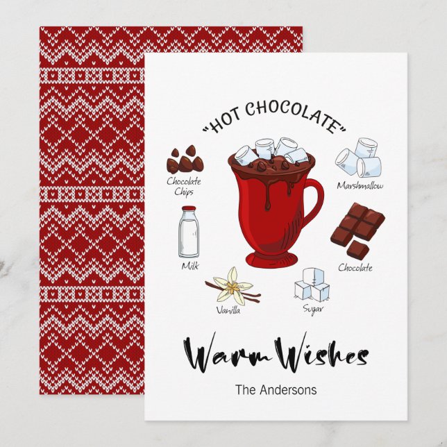 Warm Wishes Hot Chocolate Holiday Card (Front/Back)