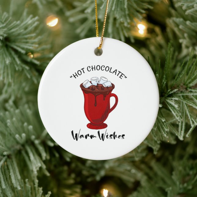 Warm Wishes Hot Chocolate Holiday Ceramic Tree Decoration (Tree)