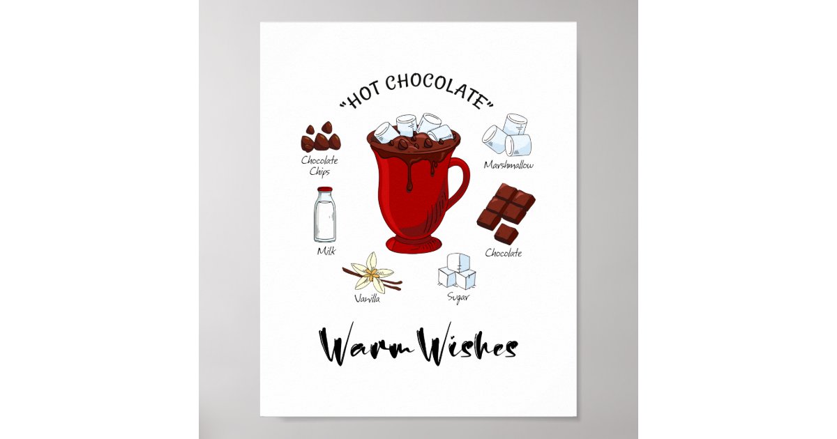 Warm Wishes Hot Chocolate Holiday Poster Zazzle