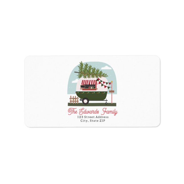 Warm Wishes Hot Cocoa Camper Christmas Label (Front)