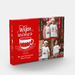 Warm Wishes Hot Cup Cocoa Red White Photo Collage